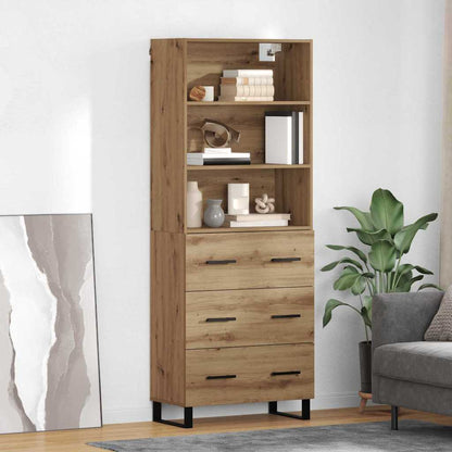 Highboard 69.5x34x180 cm Engineered Wood 3 Drawers Artisan oak