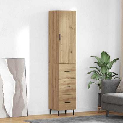 Highboard 34.5x34x180 cm Engineered Wood 3 Drawers Artisan oak