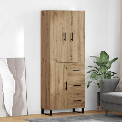 Highboard 69.5x34x180 cm Engineered Wood 1 Door 3 Drawers Artisan oak
