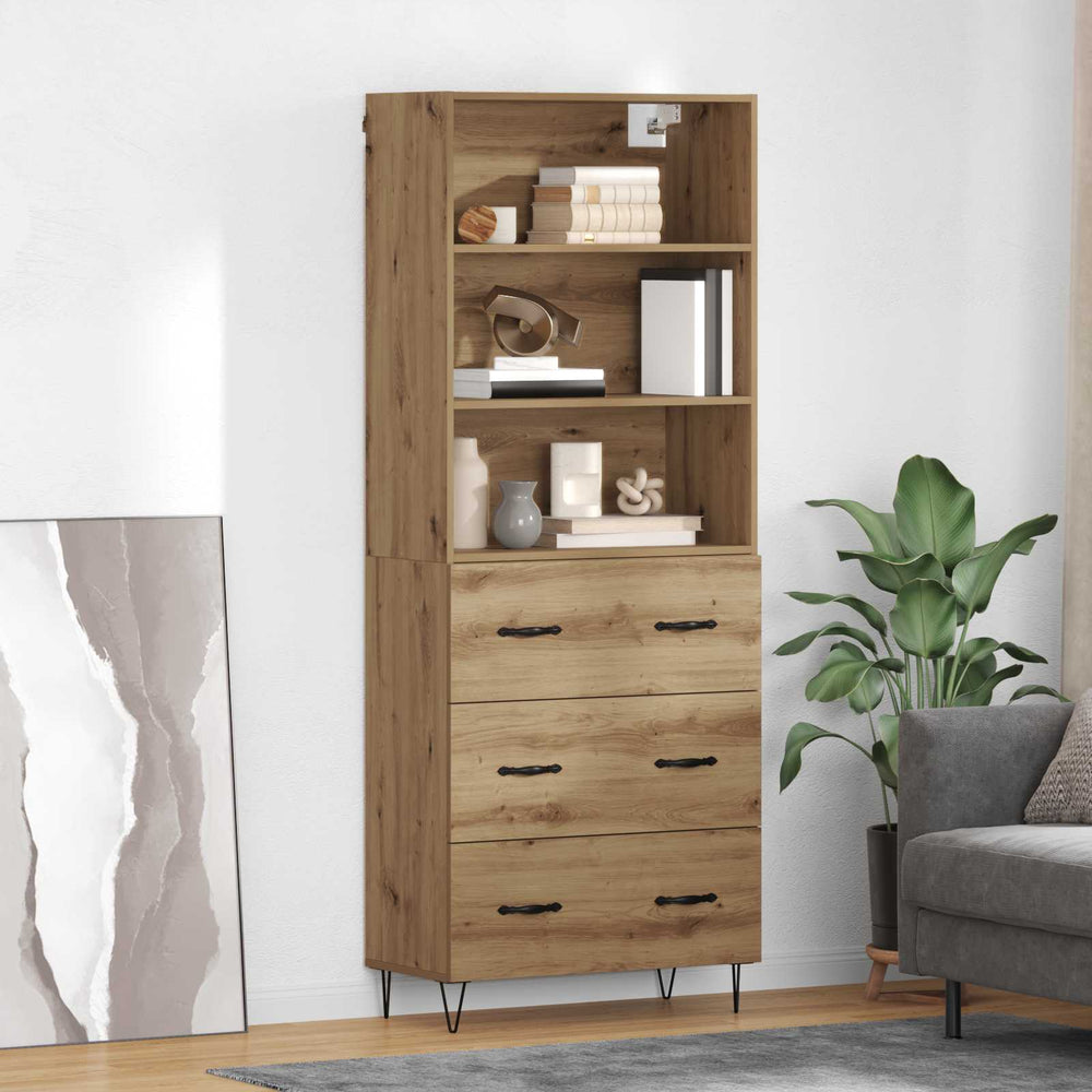 vidaXL Highboard 69.5x34x180 cm Engineered Wood 3 Drawers