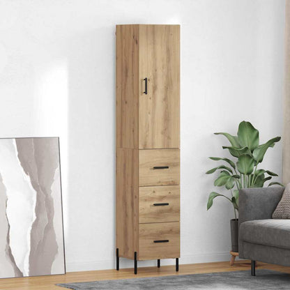 Highboard 34.5x34x180 cm Engineered Wood 3 Drawers Artisan oak