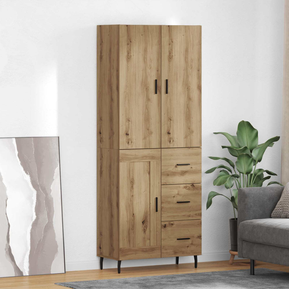 vidaXL Highboard 69.5x34x180 cm Engineered Wood 1 Wood Door 3 Drawers