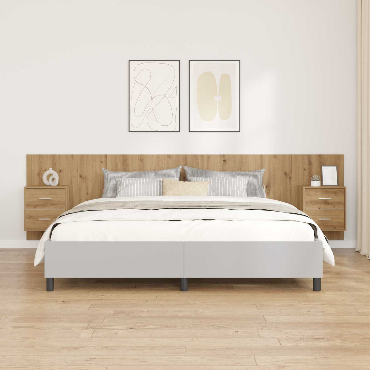 Bed Headboard with Cabinets Engineered Wood Two Drawers Artisan oak
