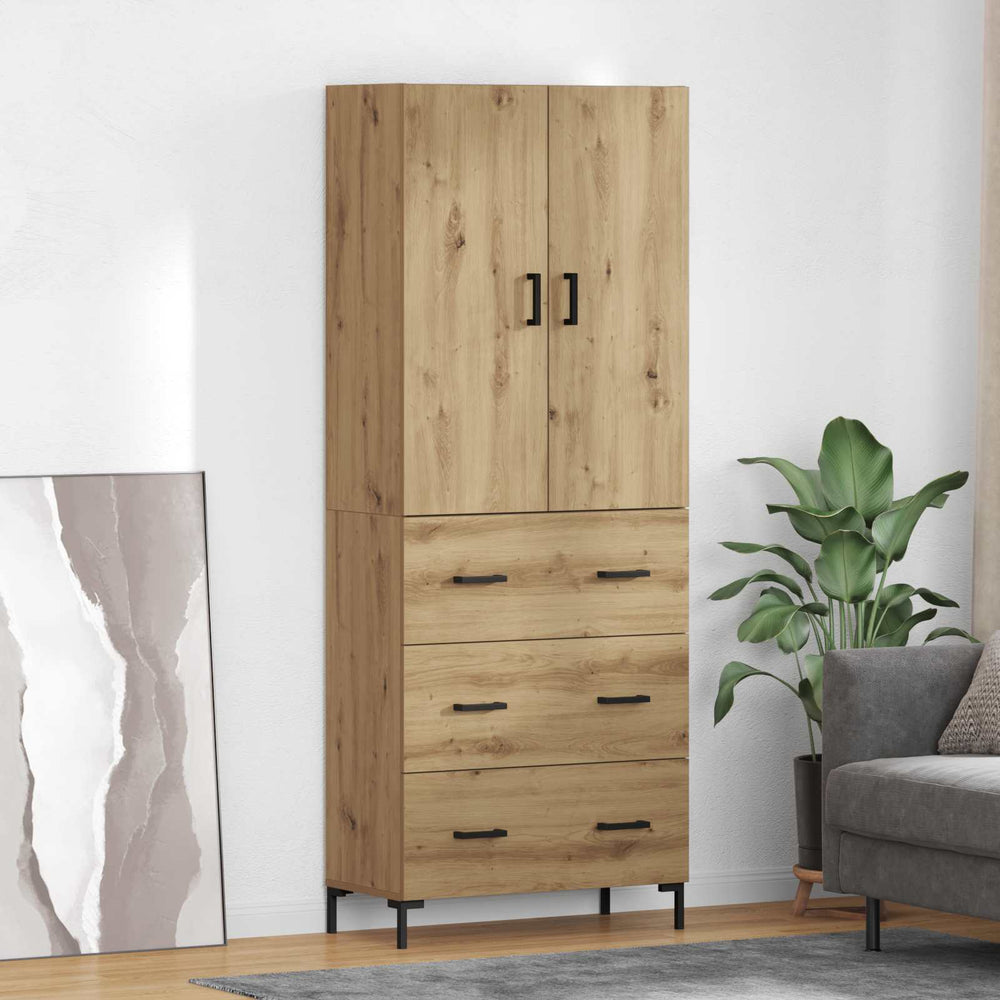 vidaXL Highboard 69.5x34x180 cm Engineered Wood 3 Drawers