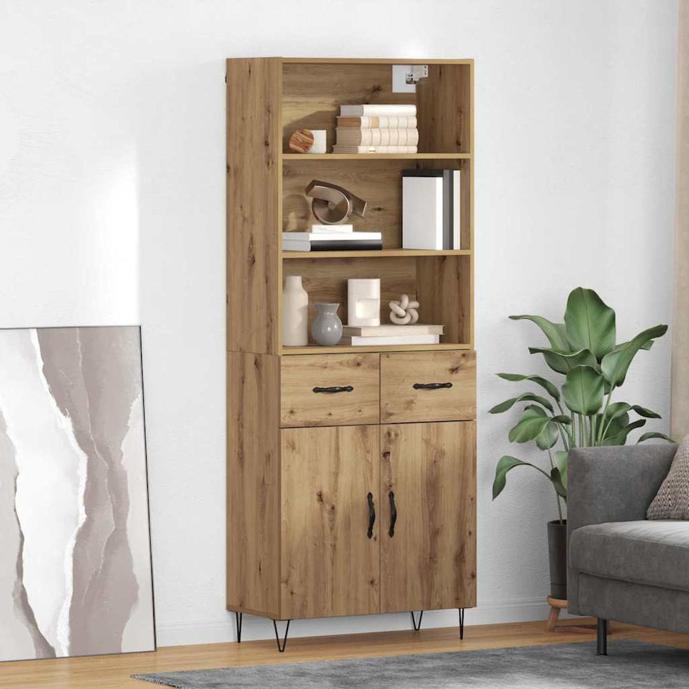 vidaXL Highboard 69.5x34x180 cm Engineered Wood 2 Doors 2 Drawers