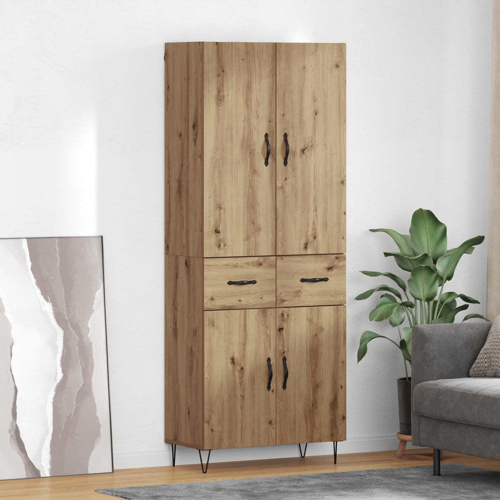 vidaXL Highboard 69.5x34x180 cm Engineered Wood 2 Doors 2 Drawers