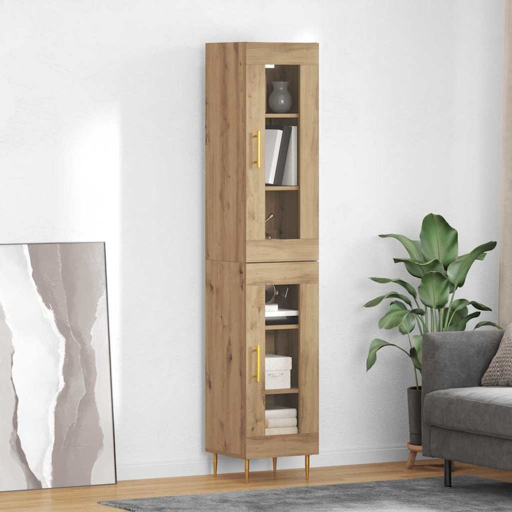 vidaXL Highboard 34.5x34x180 cm Engineered Wood 1 Glass Door