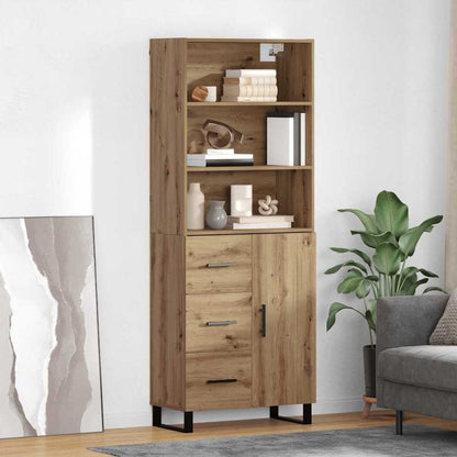 Highboard 69.5x34x180 cm Engineered Wood 1 Door 3 Drawers Artisan oak