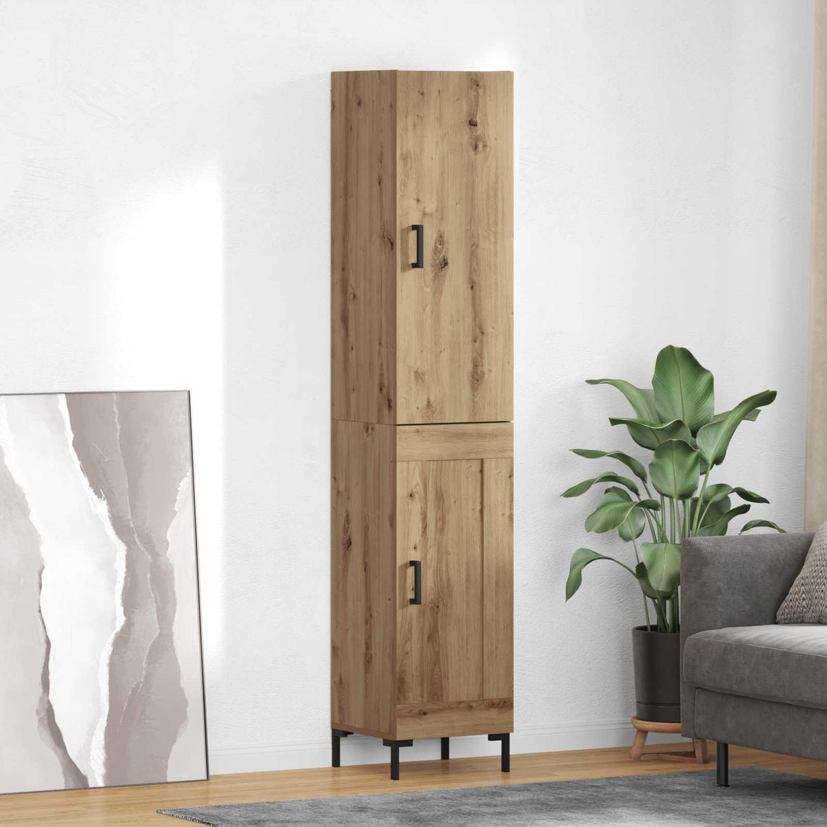 Highboard 34.5x34x180 cm Engineered Wood 1 Wood Door Artisan oak