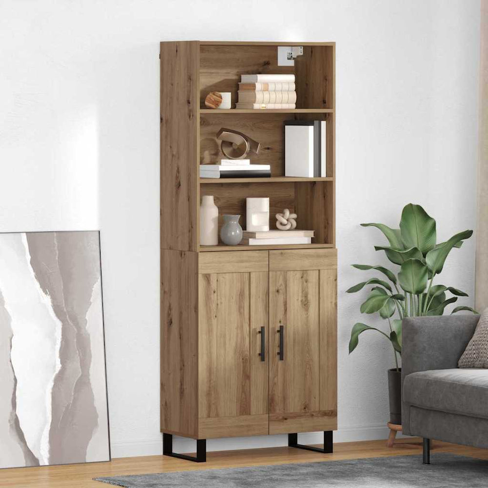 vidaXL Highboard 69.5x34x180 cm Engineered Wood 2 Wood Doors