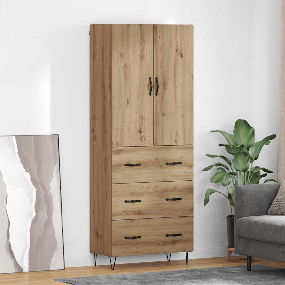 vidaXL Highboard 69.5x34x180 cm Engineered Wood 3 Drawers