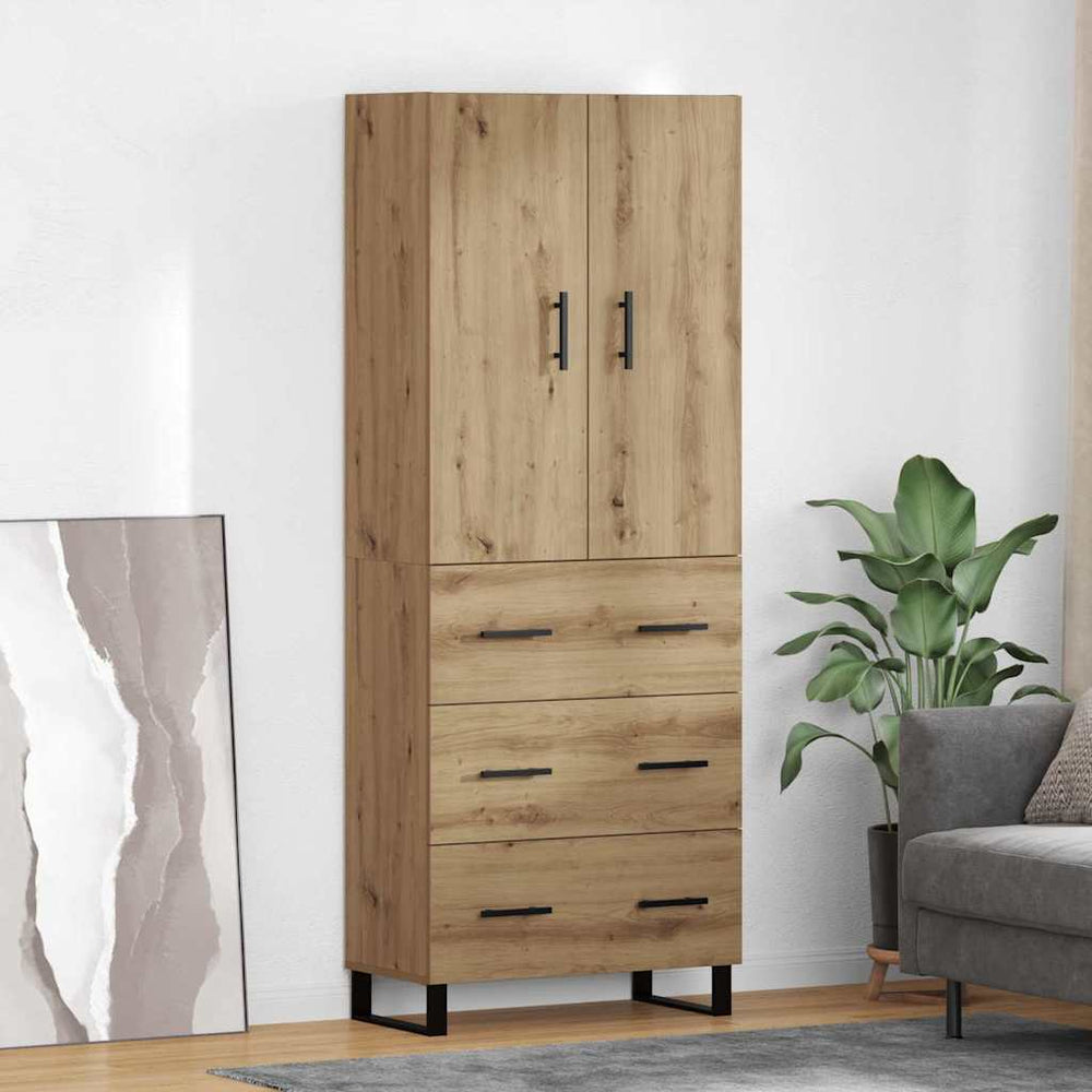 vidaXL Highboard 69.5x34x180 cm Engineered Wood 3 Drawers