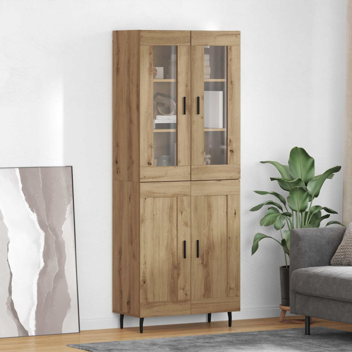 Highboard 69.5x34x180 cm Engineered Wood 2 Wood Doors Artisan oak