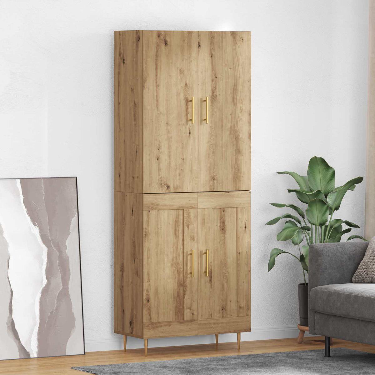 Highboard 69.5x34x180 cm Engineered Wood 2 Wood Doors Artisan oak