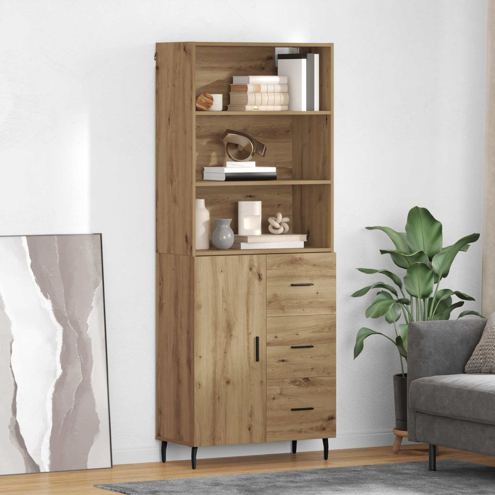 vidaXL Highboard 69.5x34x180 cm Engineered Wood 1 Door 3 Drawers