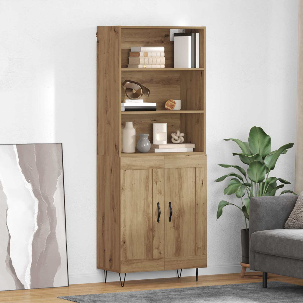 vidaXL Highboard 69.5x34x180 cm Engineered Wood 2 Wood Doors