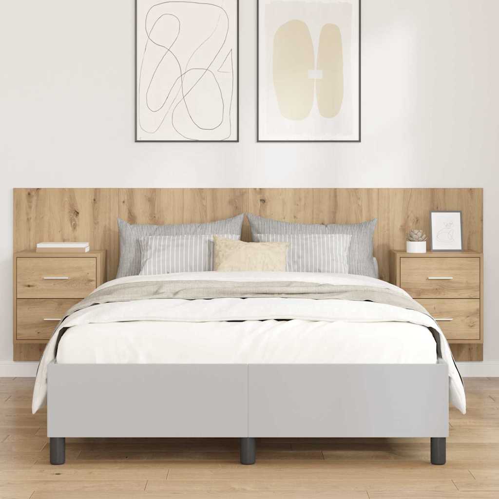 Bed Headboard with Cabinets Engineered Wood Two Drawers Artisan oak