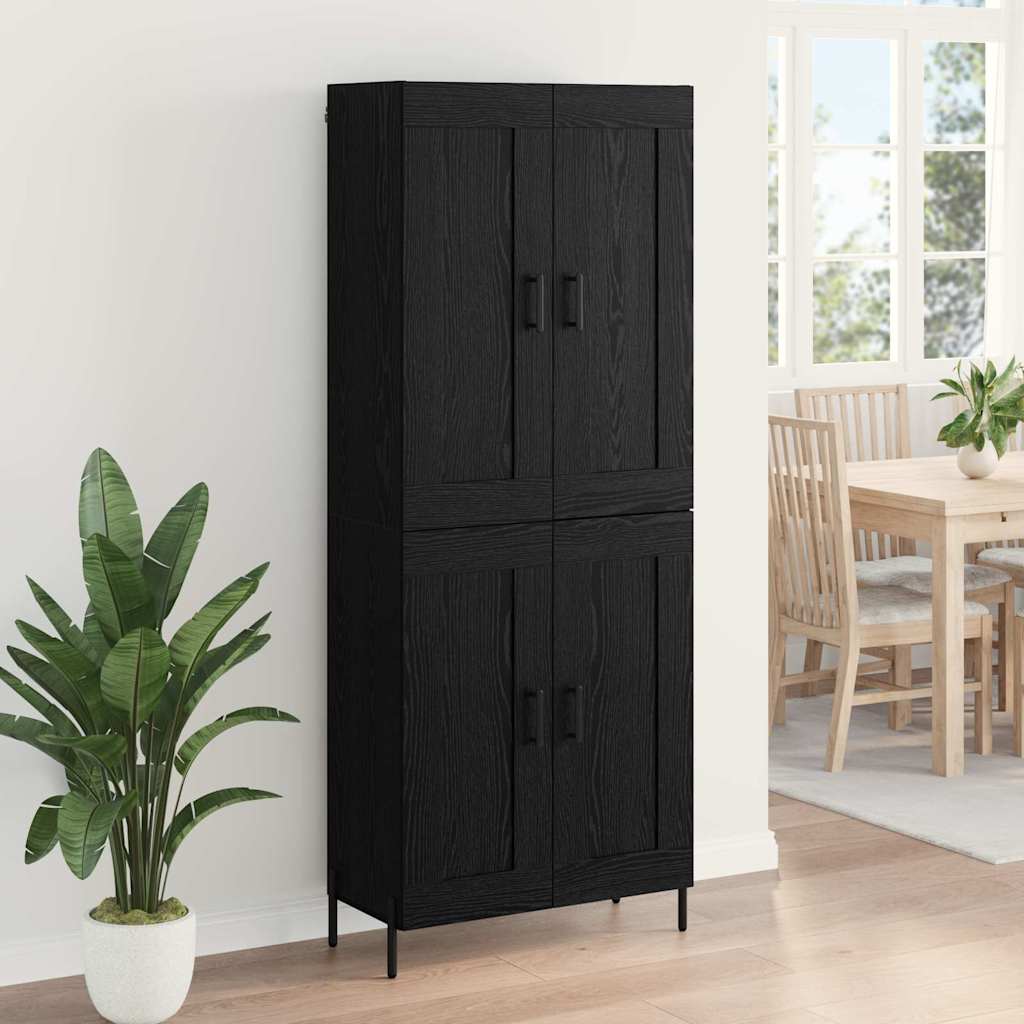 Highboard 69.5x34x180 cm Engineered Wood 2 Wood Doors Black oak