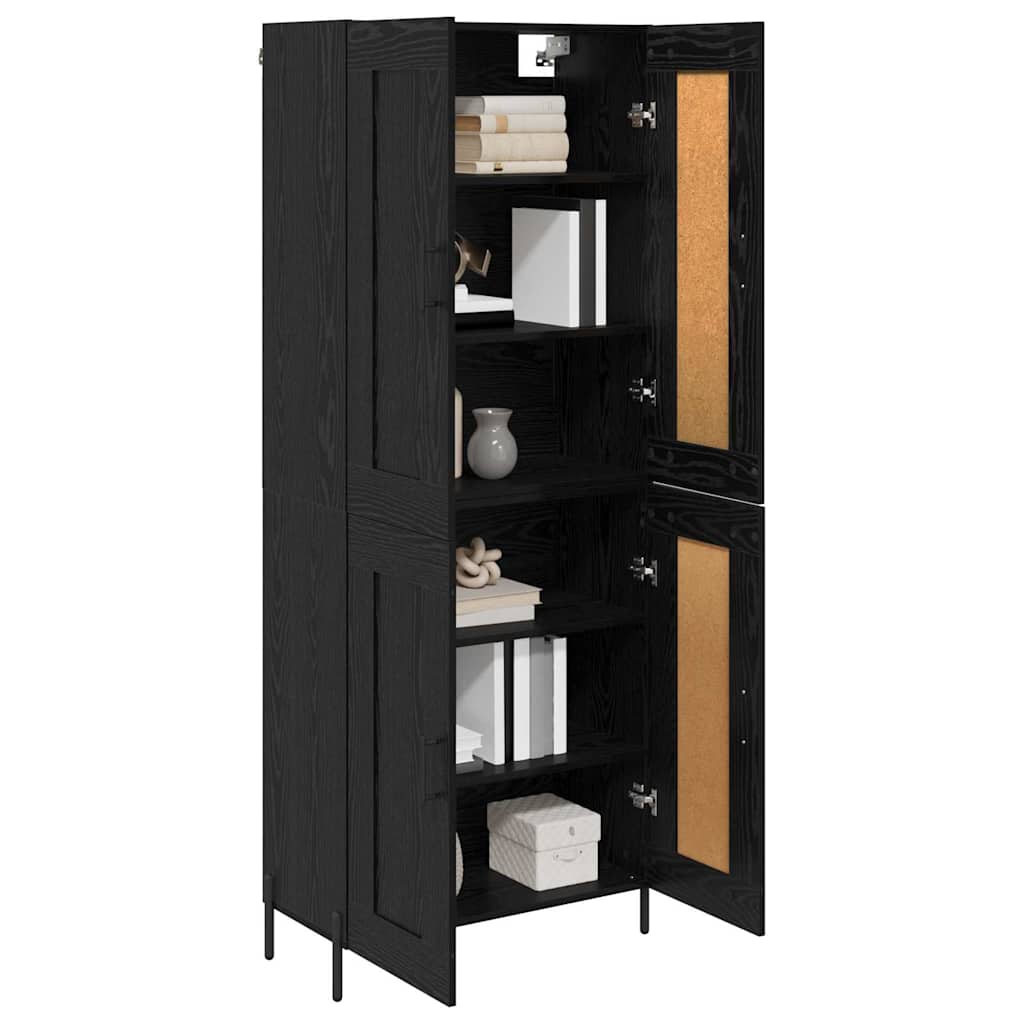 Highboard 69.5x34x180 cm Engineered Wood 2 Wood Doors Black oak