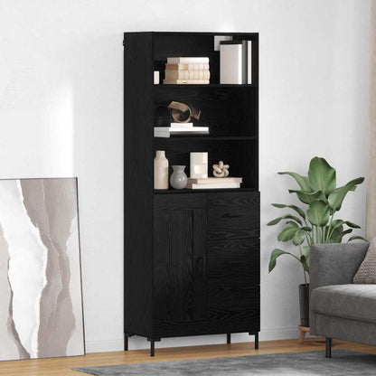 Highboard 69.5x34x180 cm Engineered Wood 1 Wood Door 3 Drawers Black oak