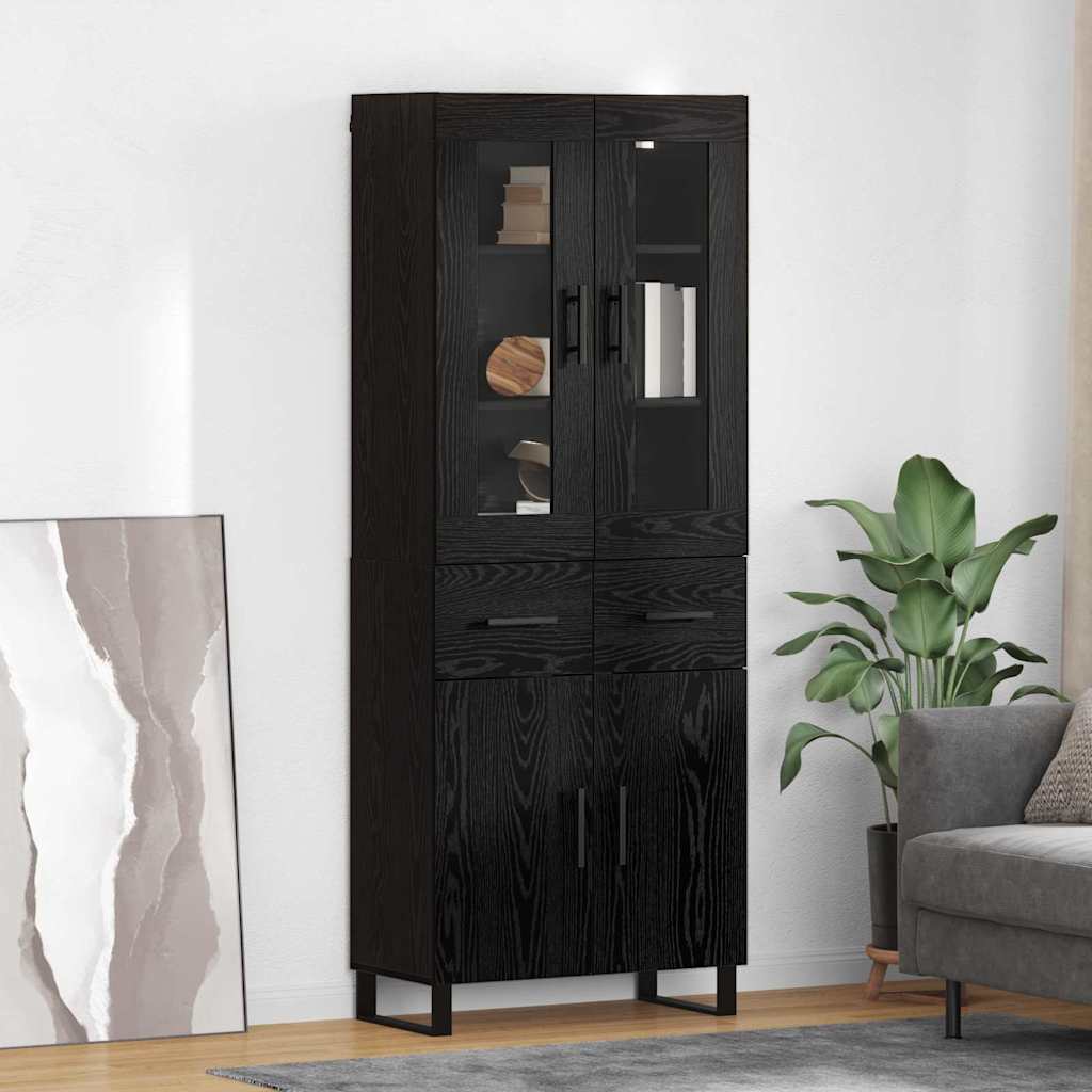 Highboard 69.5x34x180 cm Engineered Wood 2 Doors 2 Drawers Black oak