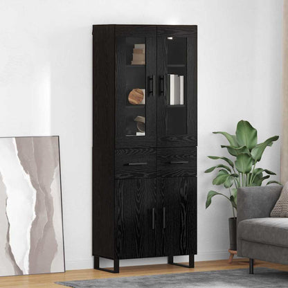 Highboard 69.5x34x180 cm Engineered Wood 2 Doors 2 Drawers Black oak