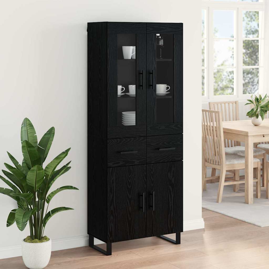 Highboard 69.5x34x180 cm Engineered Wood 2 Doors 2 Drawers Black oak