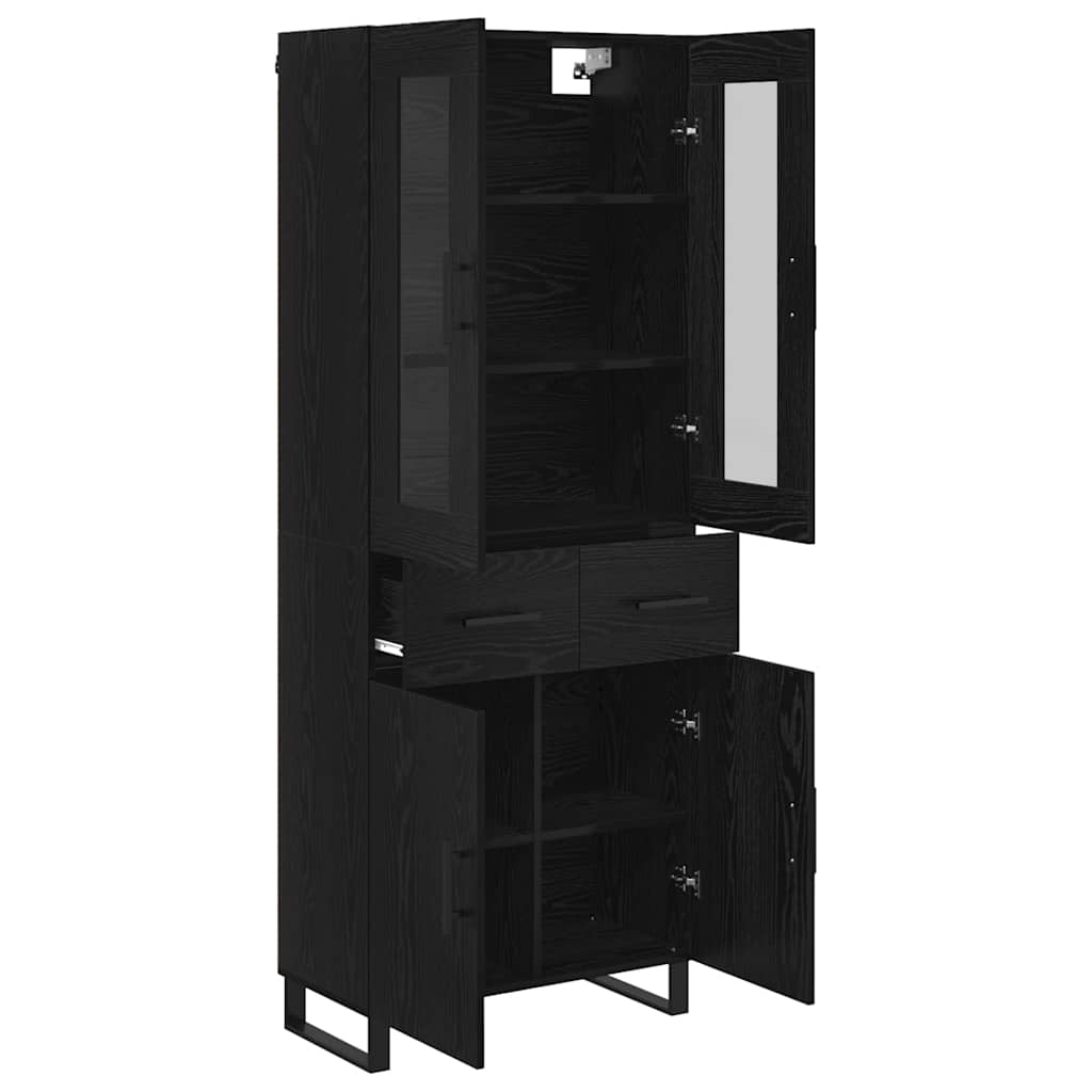 Highboard 69.5x34x180 cm Engineered Wood 2 Doors 2 Drawers Black oak