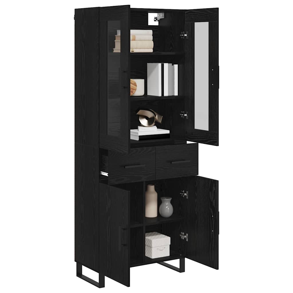 Highboard 69.5x34x180 cm Engineered Wood 2 Doors 2 Drawers Black oak
