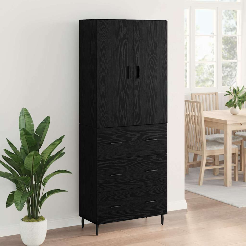 Highboard 69.5x34x180 cm Engineered Wood 3 Drawers Black oak