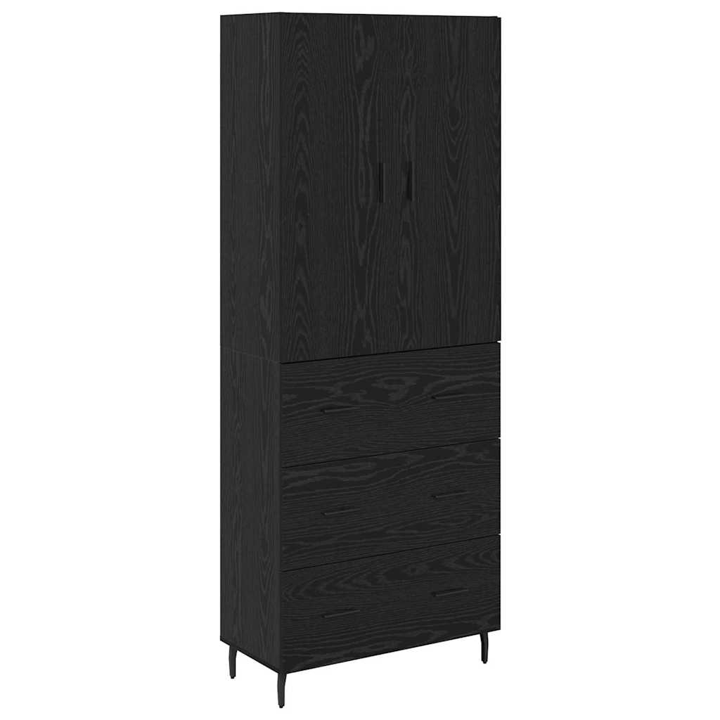 Highboard 69.5x34x180 cm Engineered Wood 3 Drawers Black oak