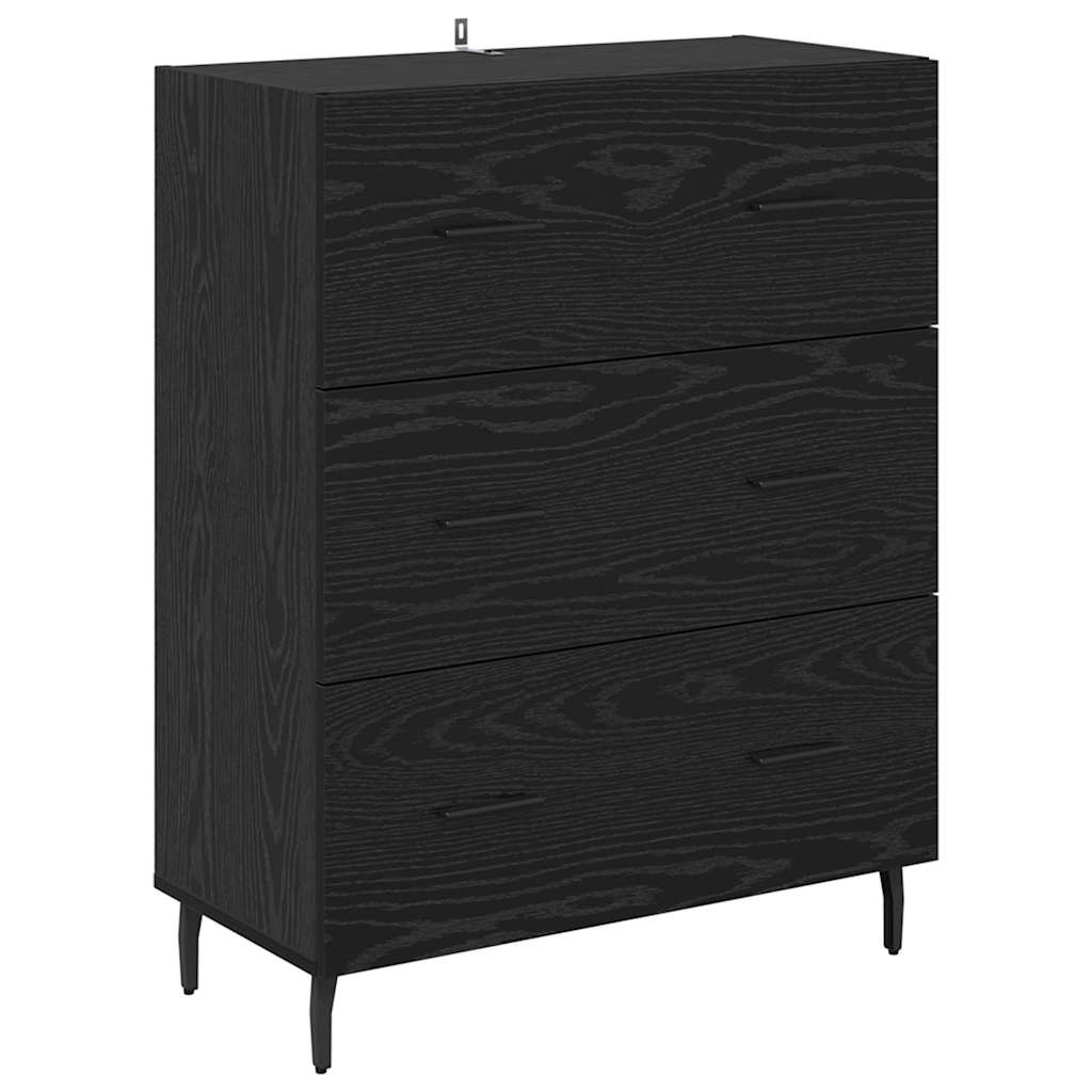 Highboard 69.5x34x180 cm Engineered Wood 3 Drawers Black oak
