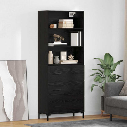 Highboard 69.5x34x180 cm Engineered Wood 3 Drawers Black oak