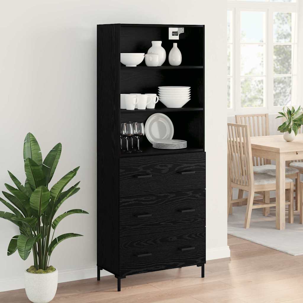 Highboard 69.5x34x180 cm Engineered Wood 3 Drawers Black oak