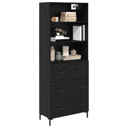 Highboard 69.5x34x180 cm Engineered Wood 3 Drawers Black oak