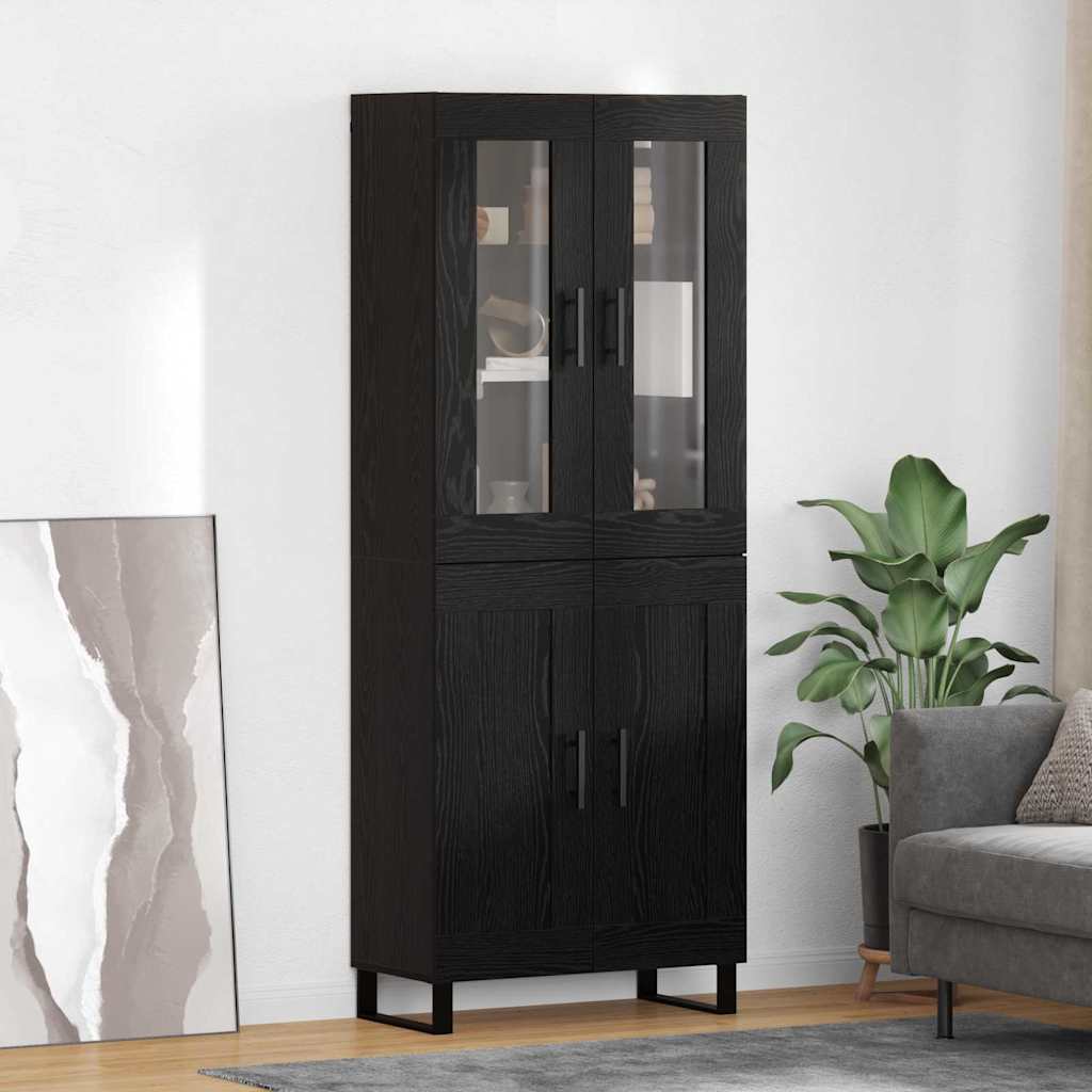 Highboard 69.5x34x180 cm Engineered Wood 2 Wood Doors Black oak