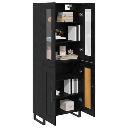 Highboard 69.5x34x180 cm Engineered Wood 2 Wood Doors Black oak