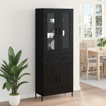 Highboard 69.5x34x180 cm Engineered Wood 2 Doors 2 Drawers Black oak