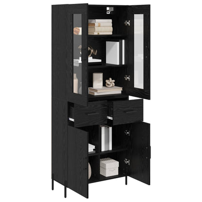 Highboard 69.5x34x180 cm Engineered Wood 2 Doors 2 Drawers Black oak