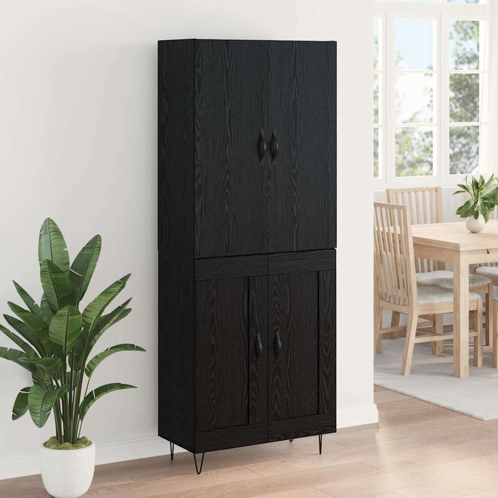 Highboard 69.5x34x180 cm Engineered Wood 2 Wood Doors Black oak