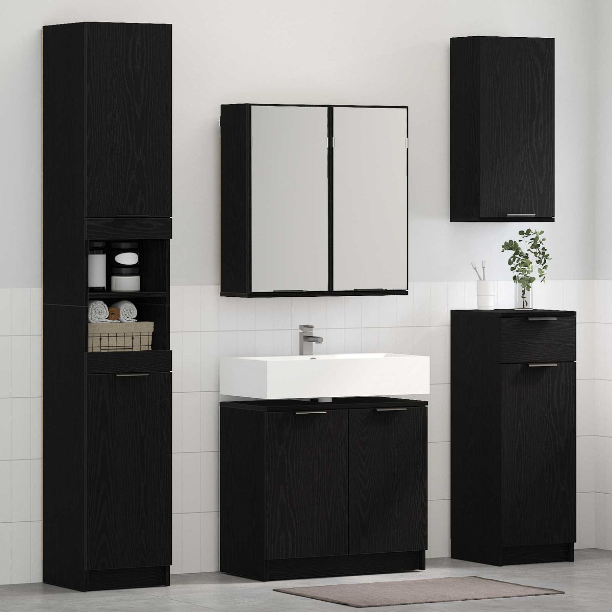 Bathroom Cabinet Engineered Wood Black oak