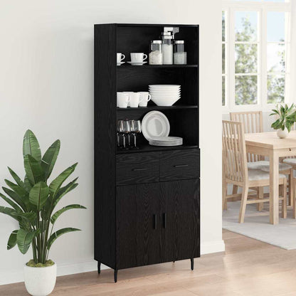 Highboard 69.5x34x180 cm Engineered Wood 2 Doors 2 Drawers Black oak