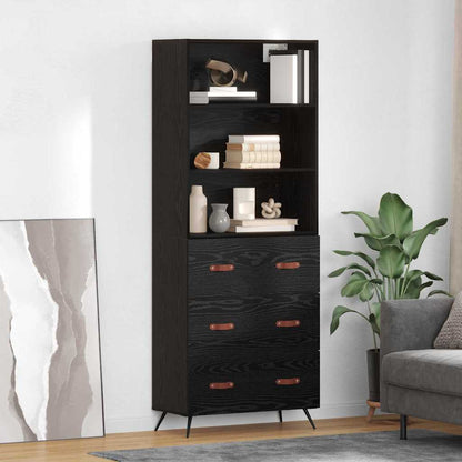 Highboard 69.5x34x180 cm Engineered Wood 3 Drawers Black oak