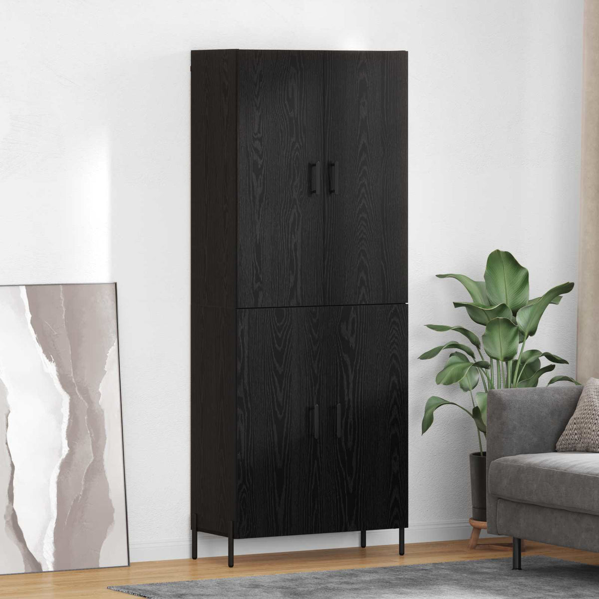 Highboard 69.5x34x180 cm Engineered Wood 2 Doors Black oak