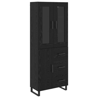 Highboard 69.5x34x180 cm Engineered Wood 1 Door 3 Drawers Black oak