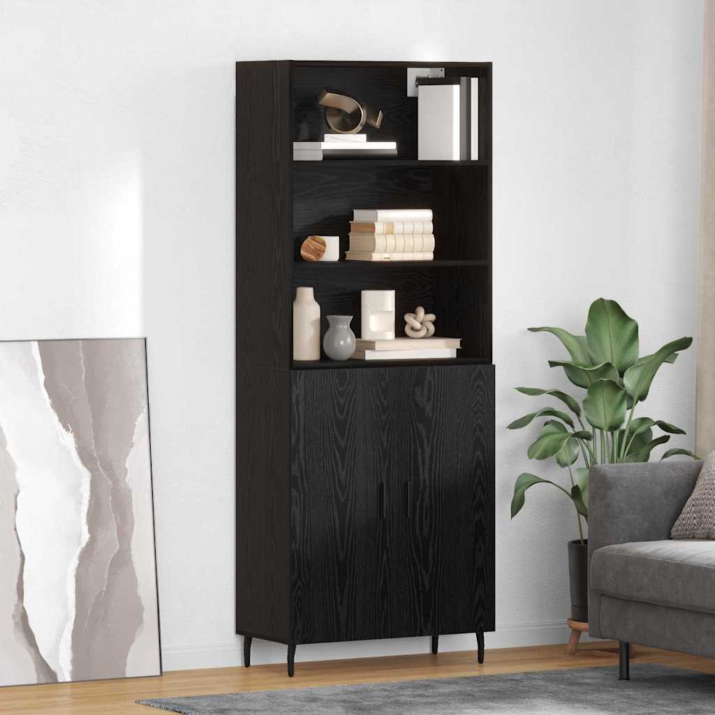 Highboard 69.5x34x180 cm Engineered Wood 2 Doors Black oak