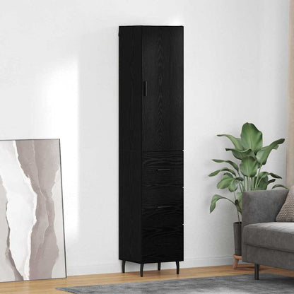 Highboard 34.5x34x180 cm Engineered Wood 3 Drawers Black oak
