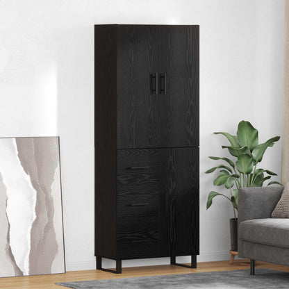 Highboard 69.5x34x180 cm Engineered Wood 1 Door 3 Drawers Black oak