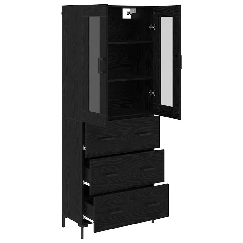 Highboard 69.5x34x180 cm Engineered Wood 3 Drawers Black oak