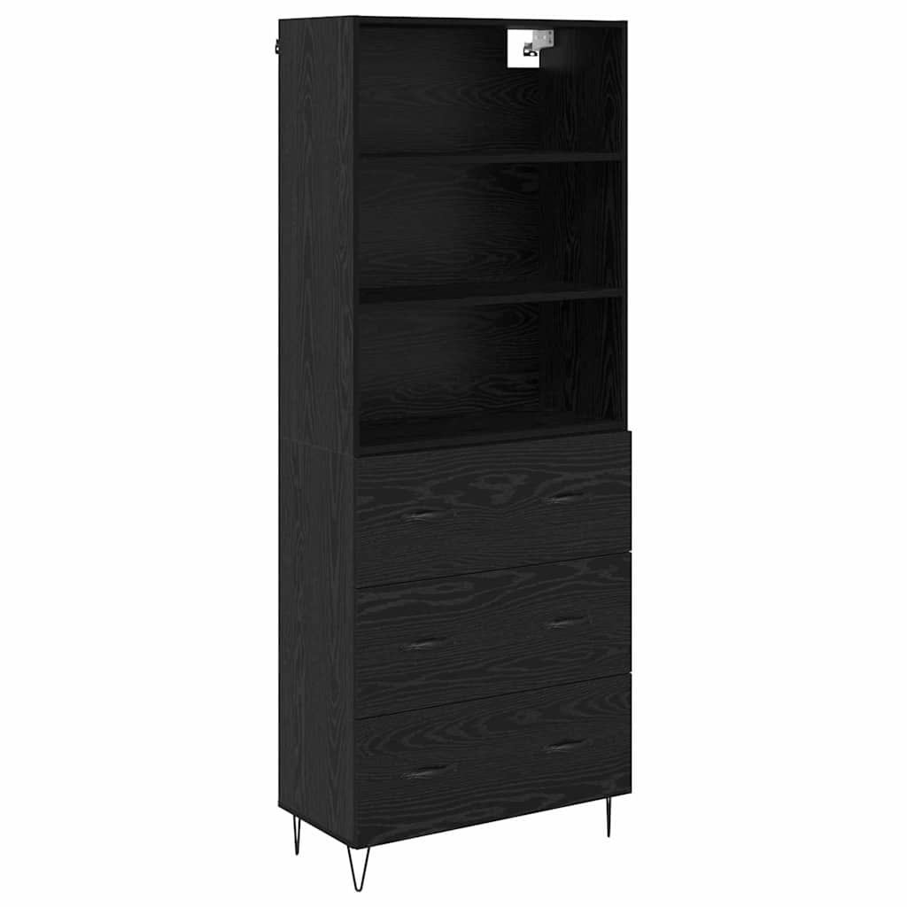 Highboard 69.5x34x180 cm Engineered Wood 3 Drawers Black oak